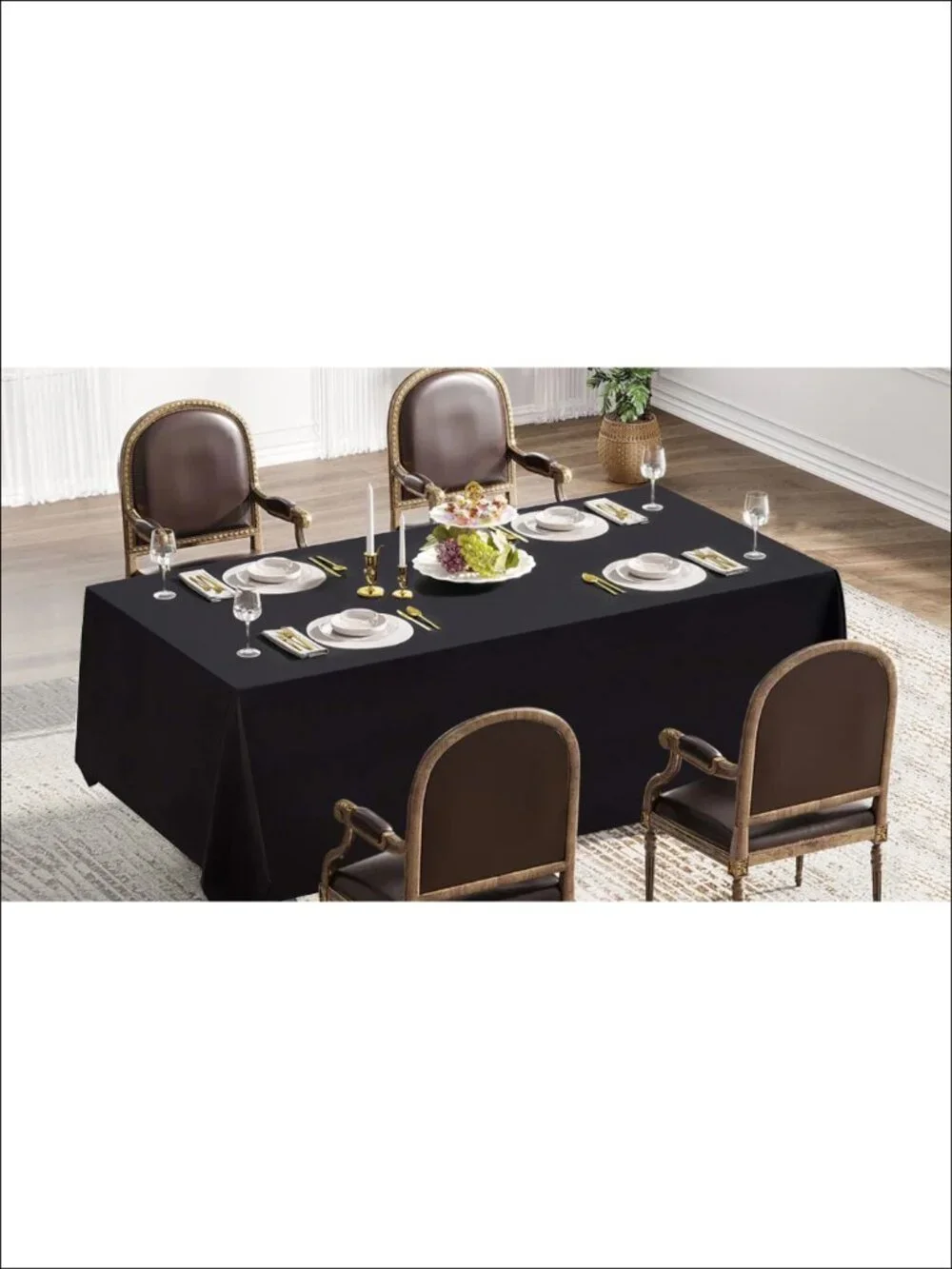 2 Pack 60x84 Inch Rectangle Fitted Tablecloth 100% Polyester Heavy Duty Washable